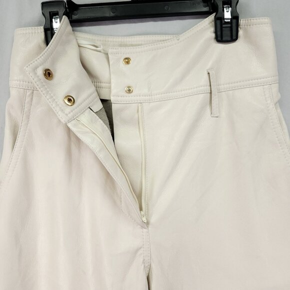 Nanushka Vegan Leather Pants Size XS Taper Ivory High Rise Pockets - Picture 10 of 16